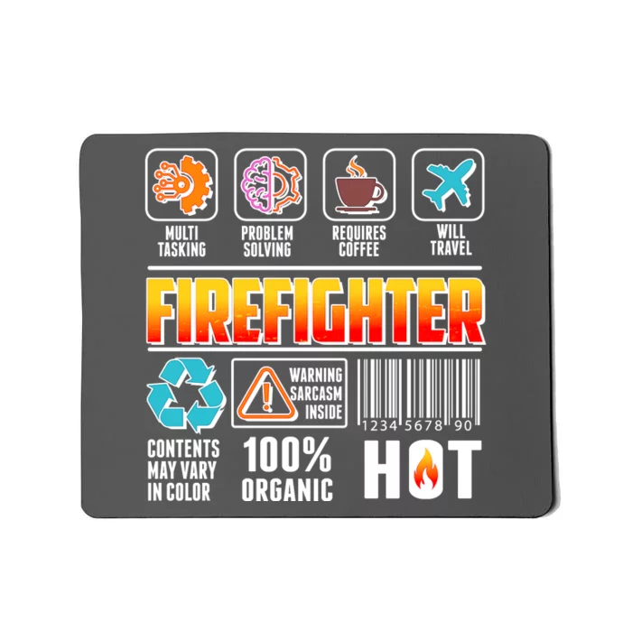 Funny Firefighter Warning Label Mousepad