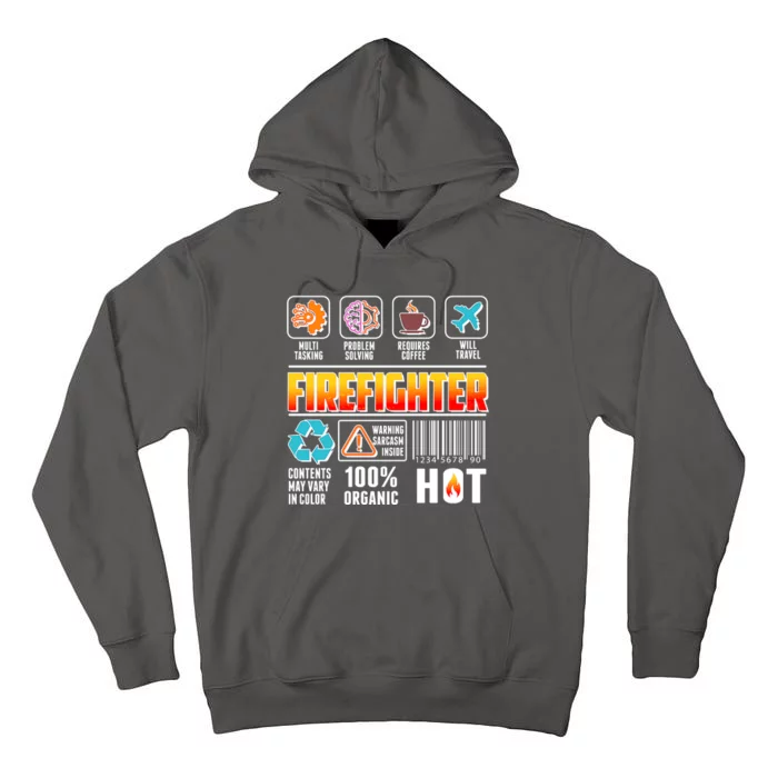 Funny Firefighter Warning Label Tall Hoodie