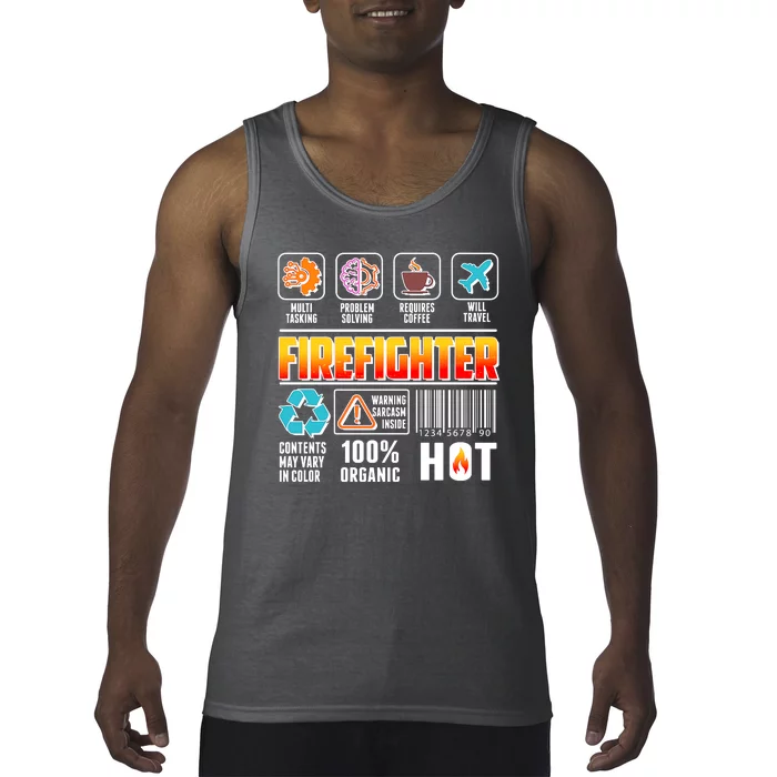 Funny Firefighter Warning Label Tank Top