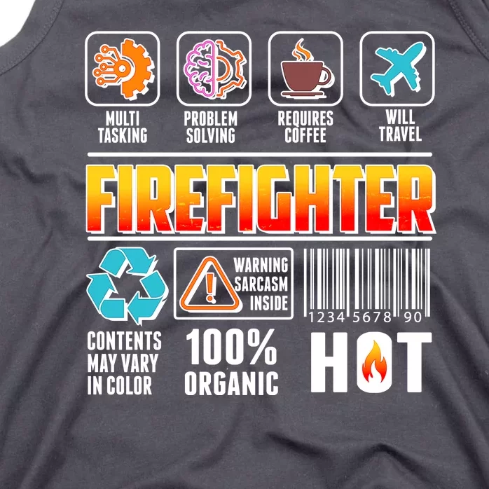 Funny Firefighter Warning Label Tank Top