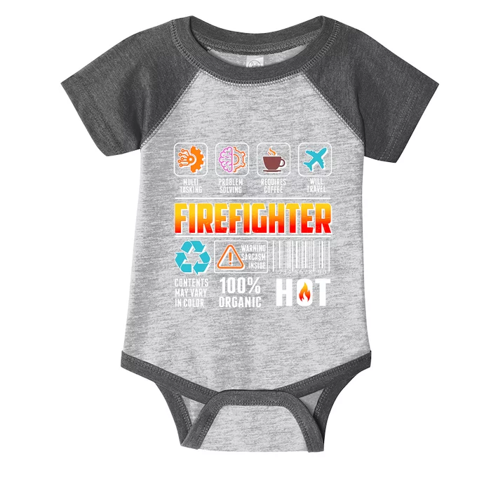 Funny Firefighter Warning Label Infant Baby Jersey Bodysuit