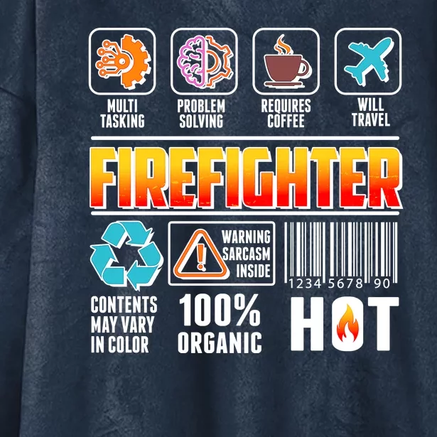 Funny Firefighter Warning Label Hooded Wearable Blanket