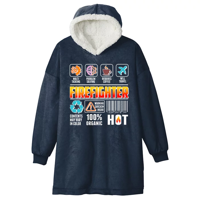 Funny Firefighter Warning Label Hooded Wearable Blanket