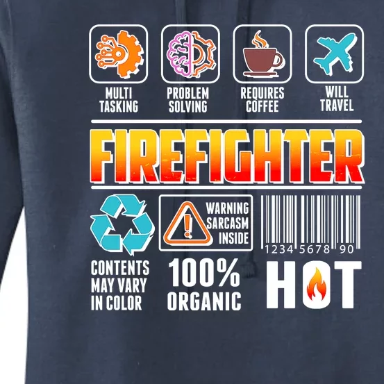 Funny Firefighter Warning Label Women's Pullover Hoodie