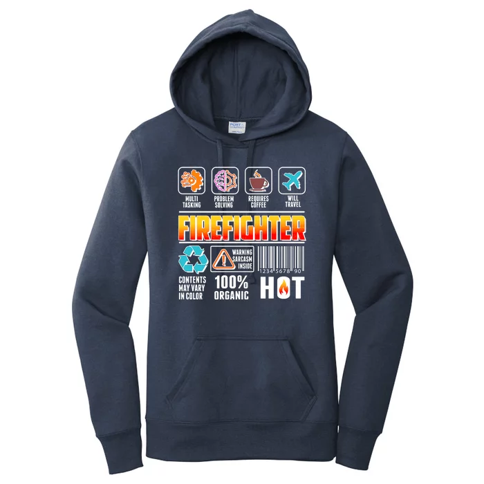 Funny Firefighter Warning Label Women's Pullover Hoodie