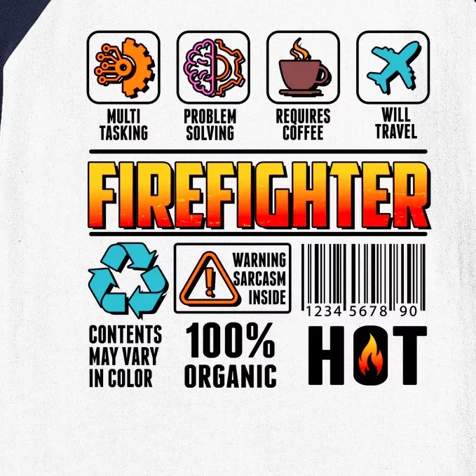 Funny Firefighter Warning Label Baseball Sleeve Shirt