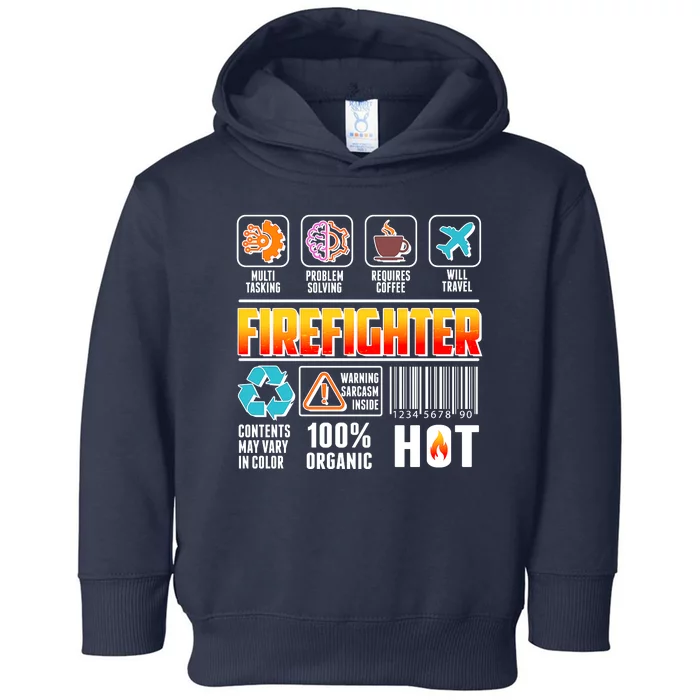 Funny Firefighter Warning Label Toddler Hoodie