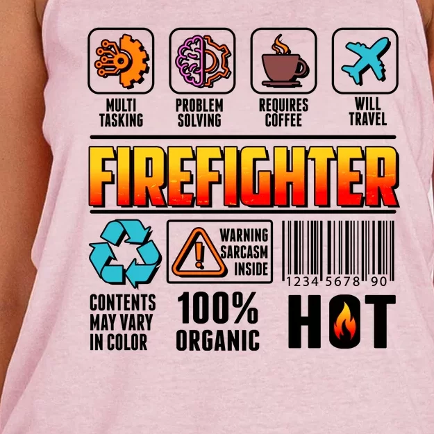 Funny Firefighter Warning Label Women's Knotted Racerback Tank