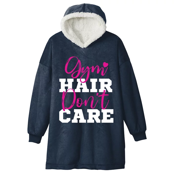 Funny Fitness Workout Gym Hair Don't Care Gift Hooded Wearable Blanket