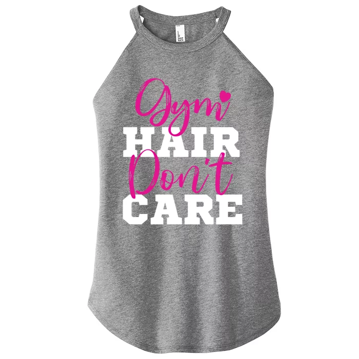 Funny Fitness Workout Gym Hair Don't Care Gift Women’s Perfect Tri Rocker Tank