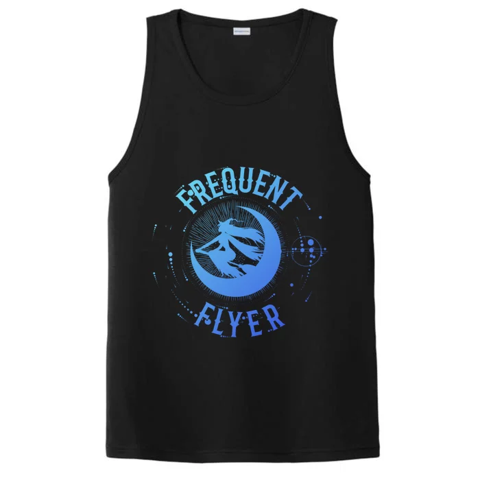 Frequent Flyer Witch Pagan Wicca Funny Gift Performance Tank