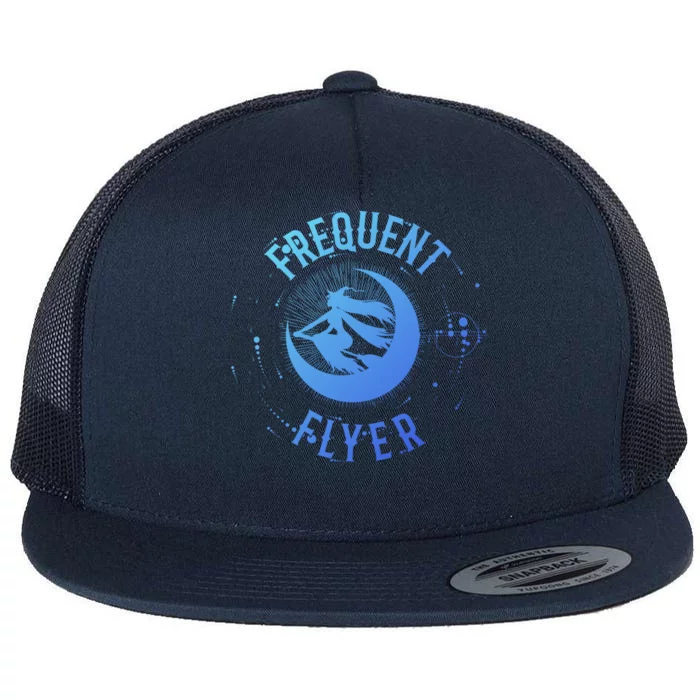 Frequent Flyer Witch Pagan Wicca Funny Gift Flat Bill Trucker Hat