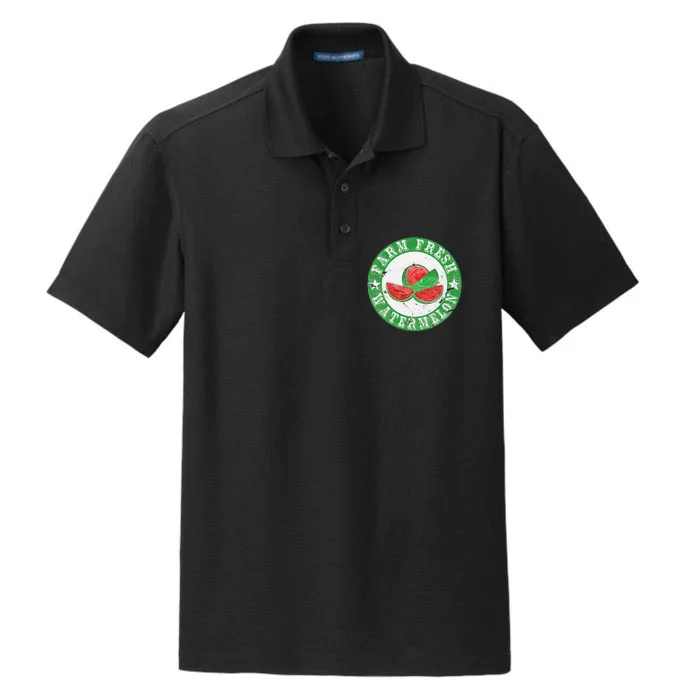 Farm Fresh Watermelon Vintage Retro Dry Zone Grid Performance Polo