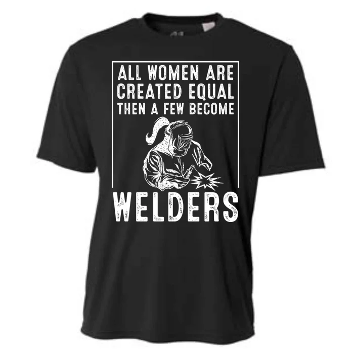 Funny Female Welder Gift Cool Proud Metalworkers Gift Cooling Performance Crew T-Shirt