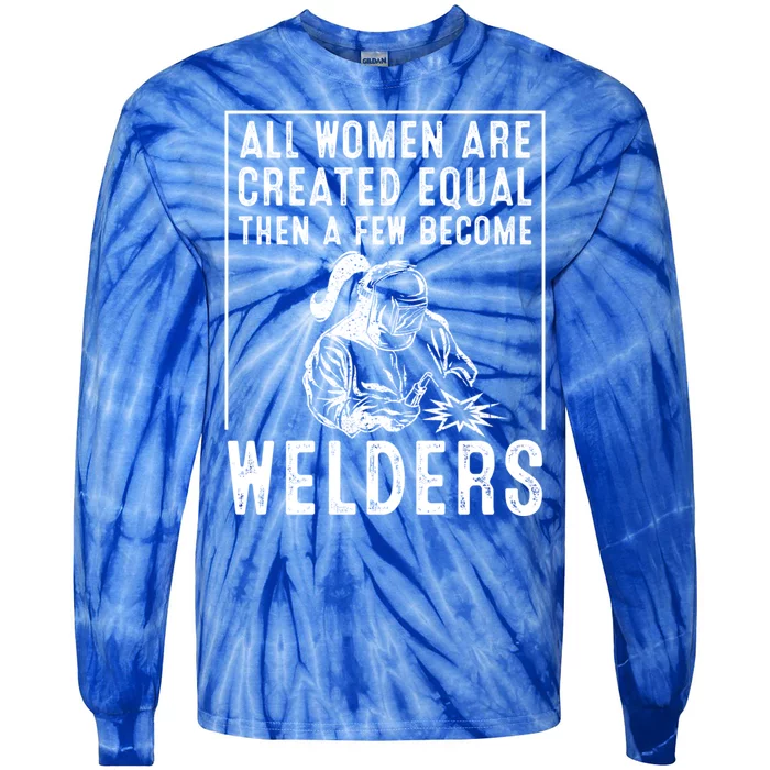 Funny Female Welder Gift Cool Proud Metalworkers Gift Tie-Dye Long Sleeve Shirt