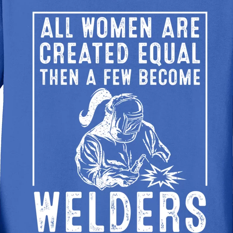 Funny Female Welder Gift Cool Proud Metalworkers Gift Kids Long Sleeve Shirt