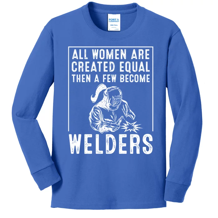 Funny Female Welder Gift Cool Proud Metalworkers Gift Kids Long Sleeve Shirt