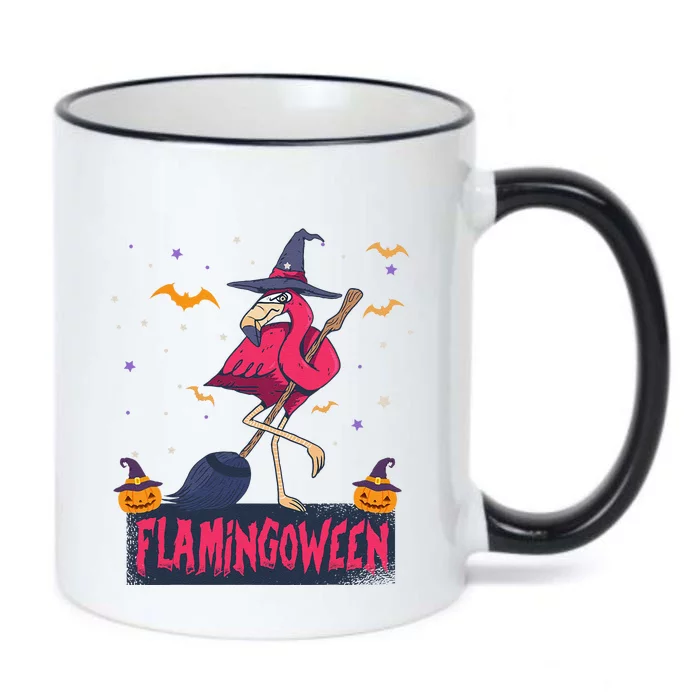 Flamingoween Funny Witch Flamingo Lover Halloween Black Color Changing Mug