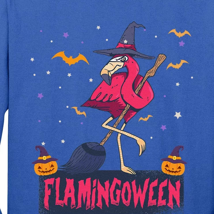 Flamingoween Funny Witch Flamingo Lover Halloween Tall Long Sleeve T-Shirt