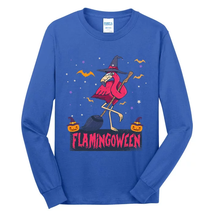 Flamingoween Funny Witch Flamingo Lover Halloween Tall Long Sleeve T-Shirt