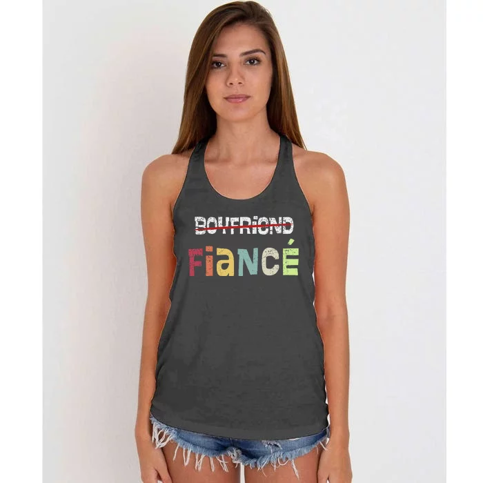 Friend Fiance Wedding Groom Fiance Mr Engaged Women's Knotted Racerback Tank