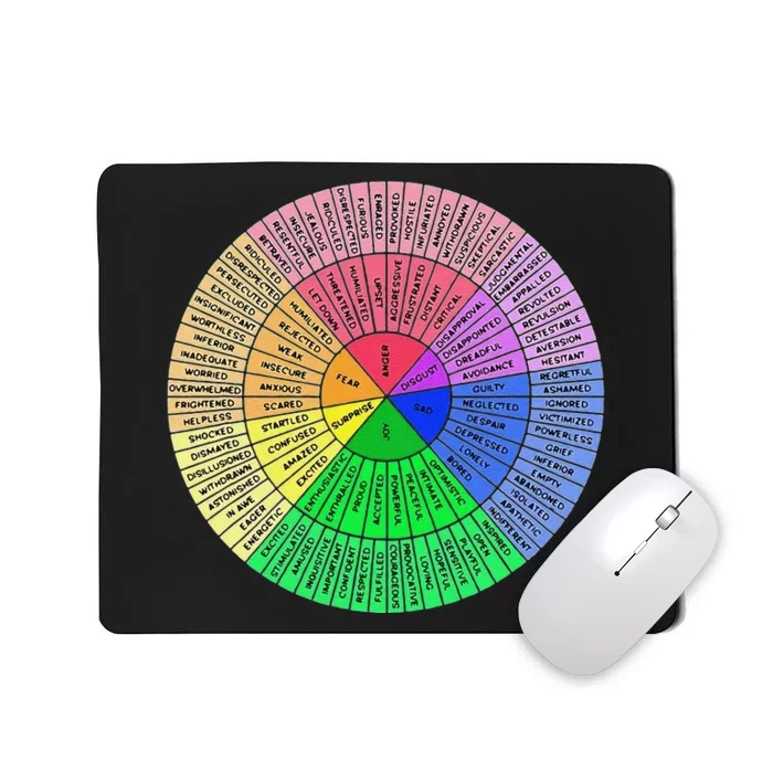 Funny Feelings Wheel Emotion Chart Mental Health Therapy Chart Gift Mousepad