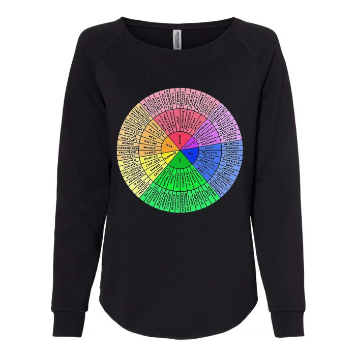 Funny Feelings Wheel Emotion Chart Mental Health Therapy Chart Gift Womens California Wash Sweatshirt