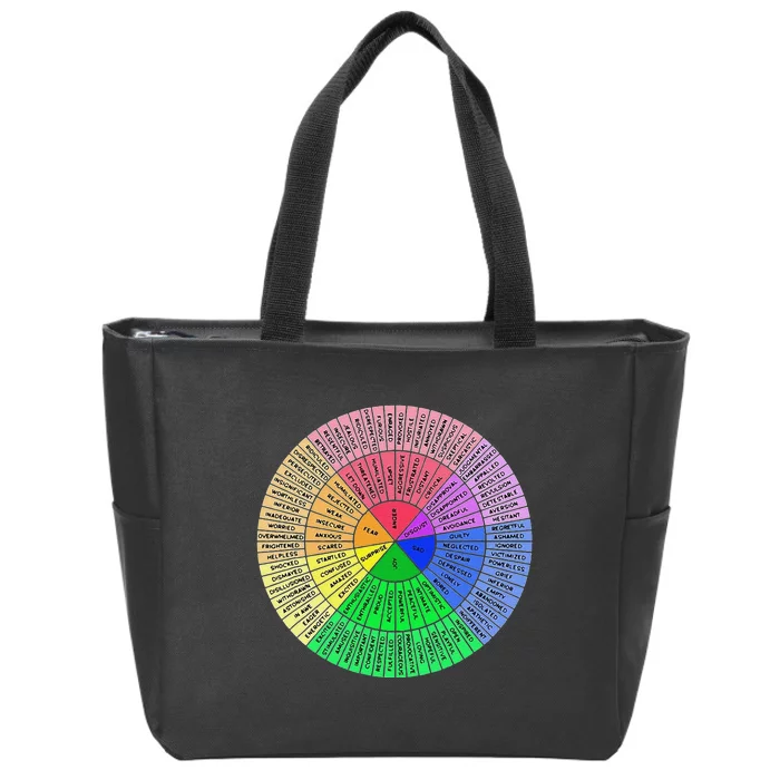 Funny Feelings Wheel Emotion Chart Mental Health Therapy Chart Gift Zip Tote Bag