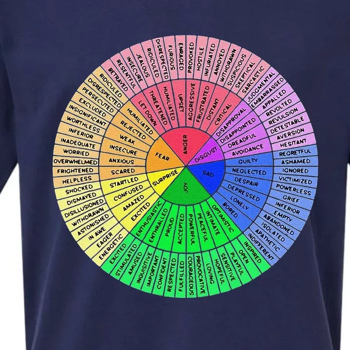 Funny Feelings Wheel Emotion Chart Mental Health Therapy Chart Gift Sueded Cloud Jersey T-Shirt