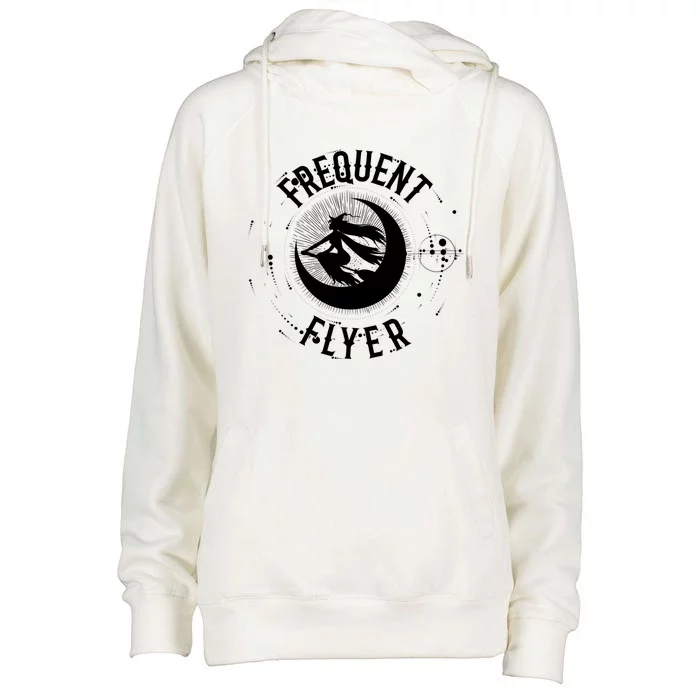 Frequent Flyer Witch Pagan Wicca Gift Womens Funnel Neck Pullover Hood