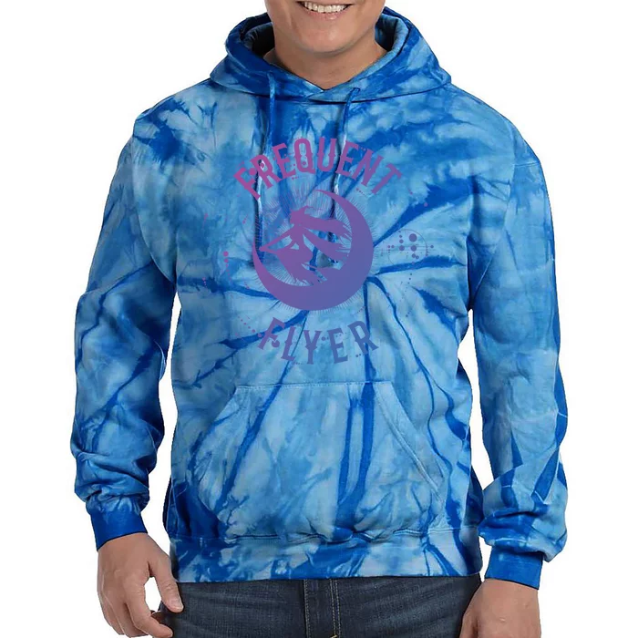 Frequent Flyer Witch Pagan Wicca Funny Gift Tie Dye Hoodie