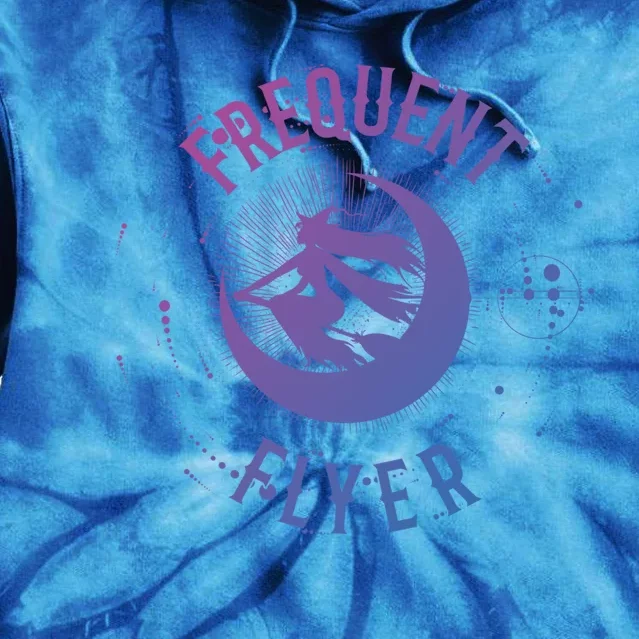 Frequent Flyer Witch Pagan Wicca Funny Gift Tie Dye Hoodie