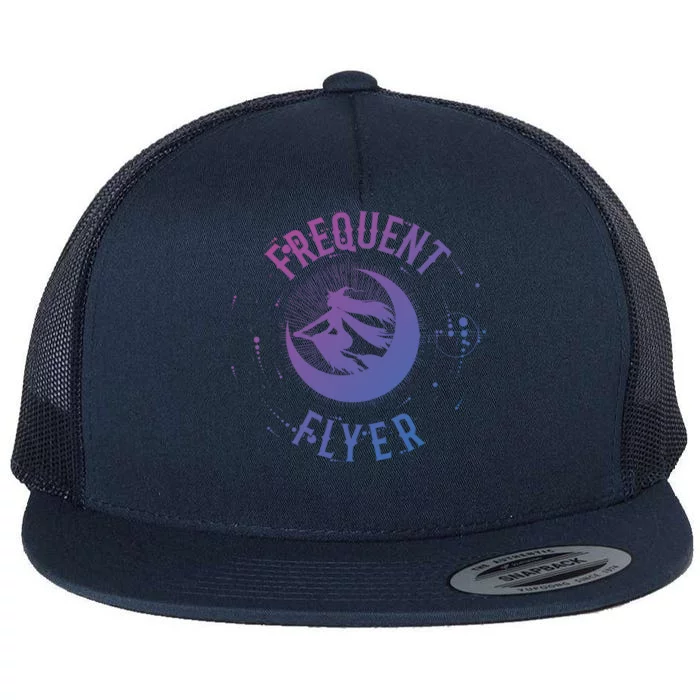 Frequent Flyer Witch Pagan Wicca Funny Gift Flat Bill Trucker Hat