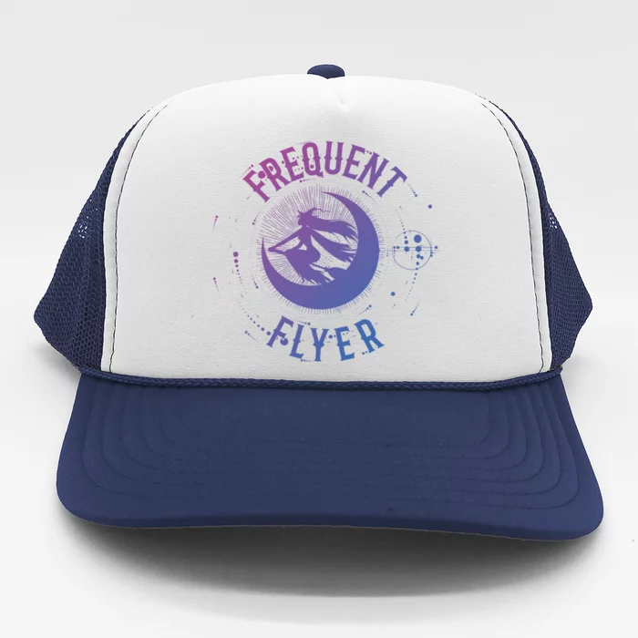 Frequent Flyer Witch Pagan Wicca Funny Gift Trucker Hat