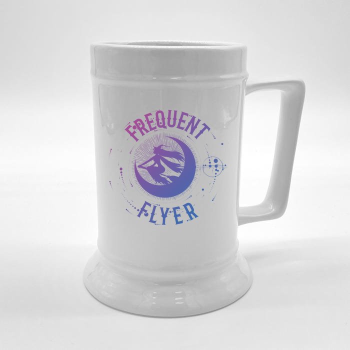 Frequent Flyer Witch Pagan Wicca Funny Gift Front & Back Beer Stein