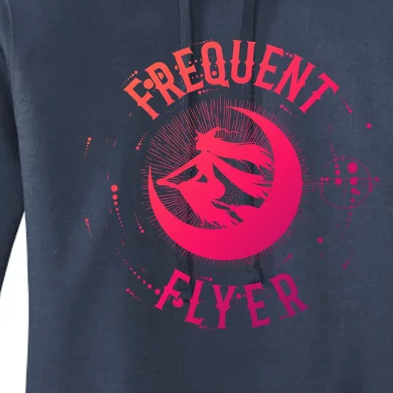 Frequent Flyer Witch Pagan Wicca Funny Gift Women's Pullover Hoodie