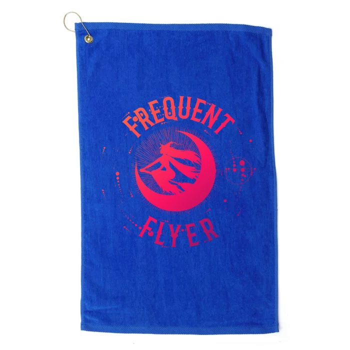 Frequent Flyer Witch Pagan Wicca Funny Gift Platinum Collection Golf Towel