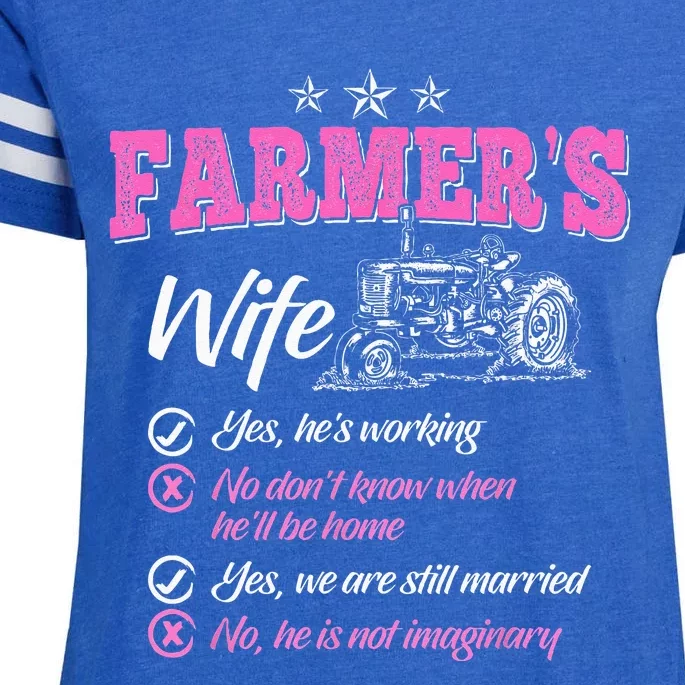 Funny Farmer  Wife of a Farmer Rancher Enza Ladies Jersey Football T-Shirt