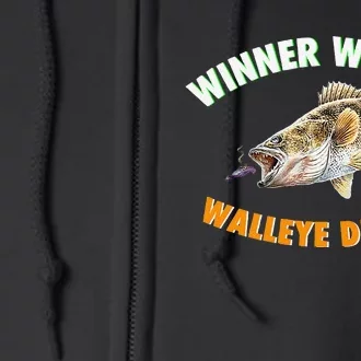 Funny Fishing WINNER WINNER WALLEYE DINNER Fish Fry Full Zip Hoodie