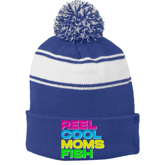 Funny Fisher Wife Fishing Mom Funny Gift Stripe Pom Pom Beanie