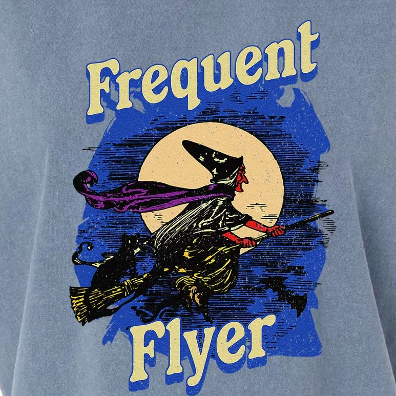 Frequent Flyer Witch Funny Halloween Witch Flyer Garment-Dyed Women's Muscle Tee