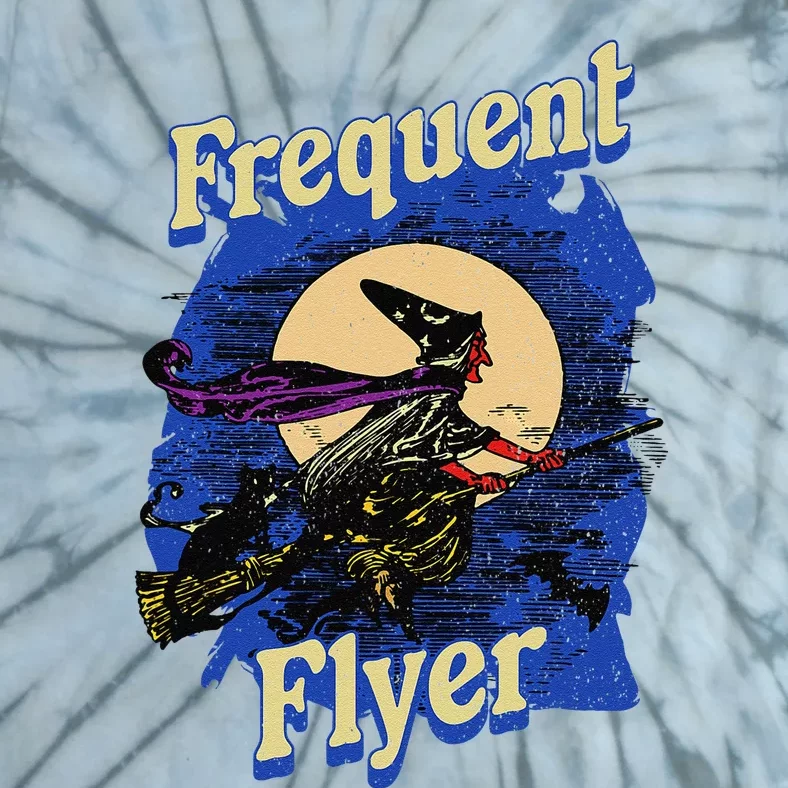 Frequent Flyer Witch Funny Halloween Witch Flyer Tie-Dye T-Shirt