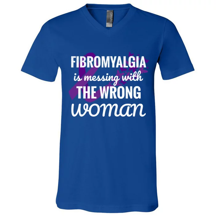 Fibromyalgia Fibro Warrior Meaningful Gift V-Neck T-Shirt