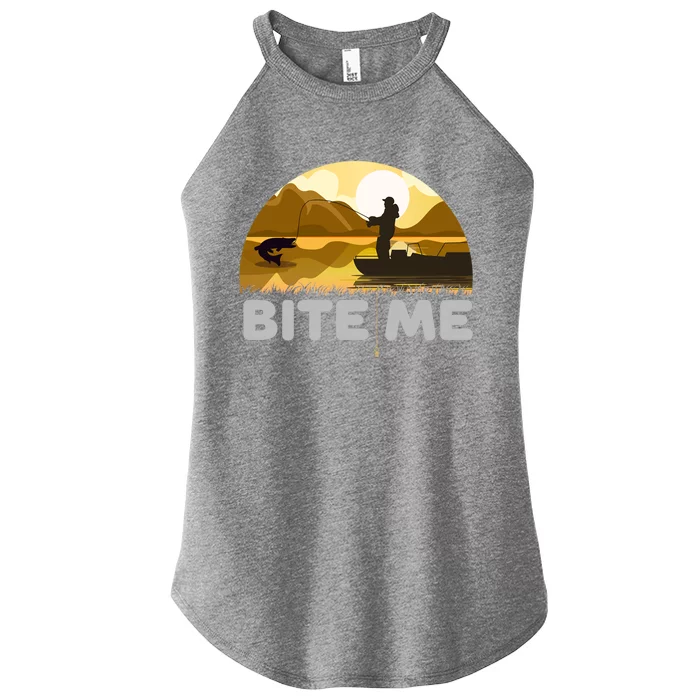 Funny Fishing With A Slogan Bite Me And A Hook Cool Gift Women’s Perfect Tri Rocker Tank