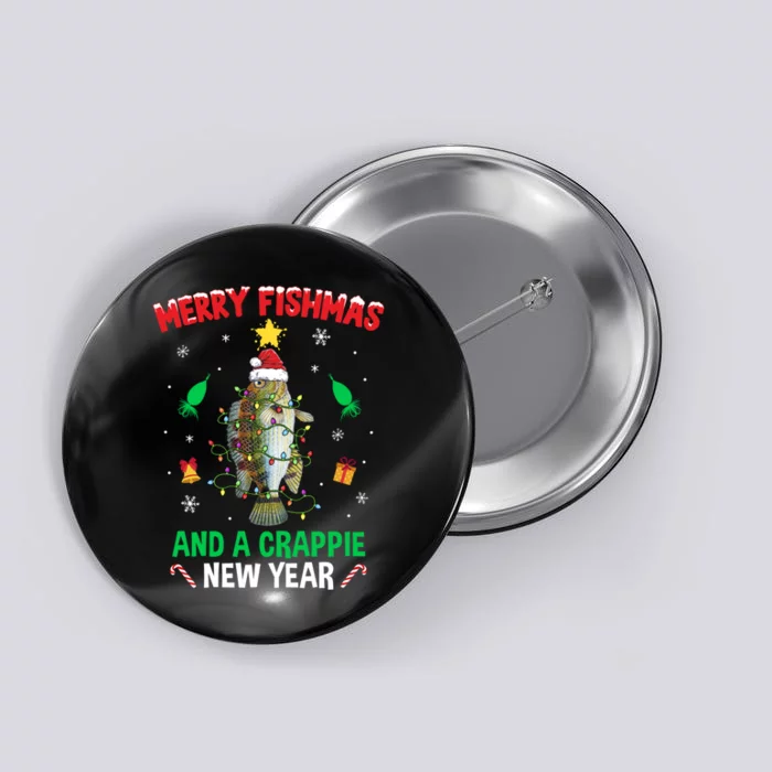 Fishing Funny Xmas Merry Fishmas Crappie Christmas Tree Button