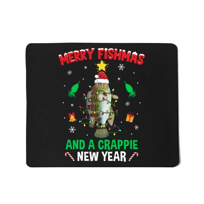 Fishing Funny Xmas Merry Fishmas Crappie Christmas Tree Mousepad