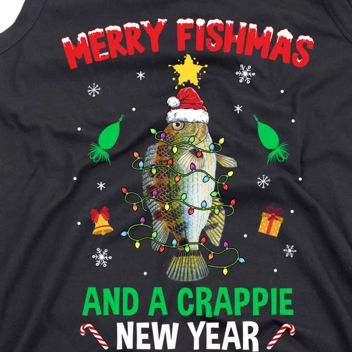 Fishing Funny Xmas Merry Fishmas Crappie Christmas Tree Tank Top