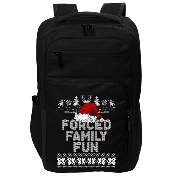 Forced Family Xmas Funny Sarcastic Funny Santa Ugly Christmas Impact Tech Backpack