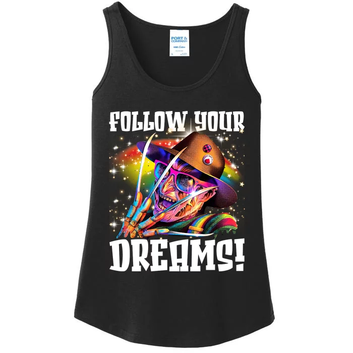 Freddy Follow Your Dream Rainbow Freddy Nightmare Horror Halloween Ladies Essential Tank