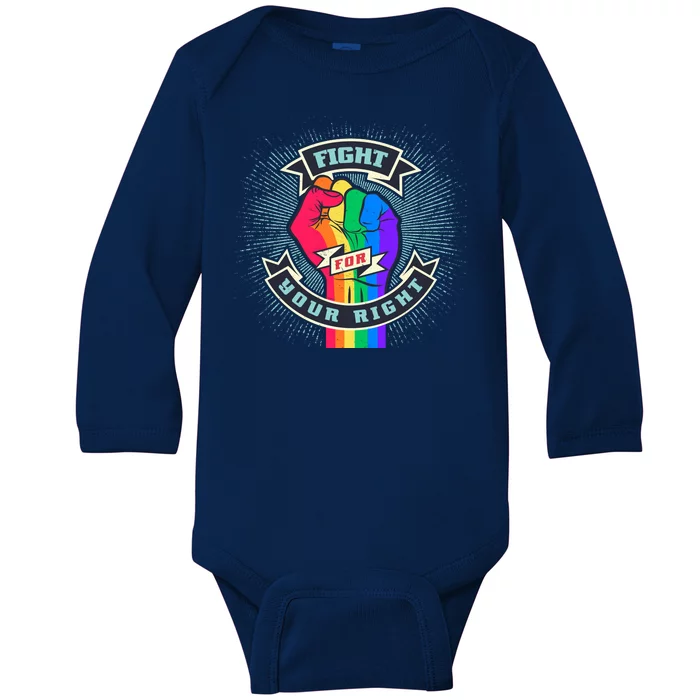 Fight For Your Right LGBT Pride Baby Long Sleeve Bodysuit